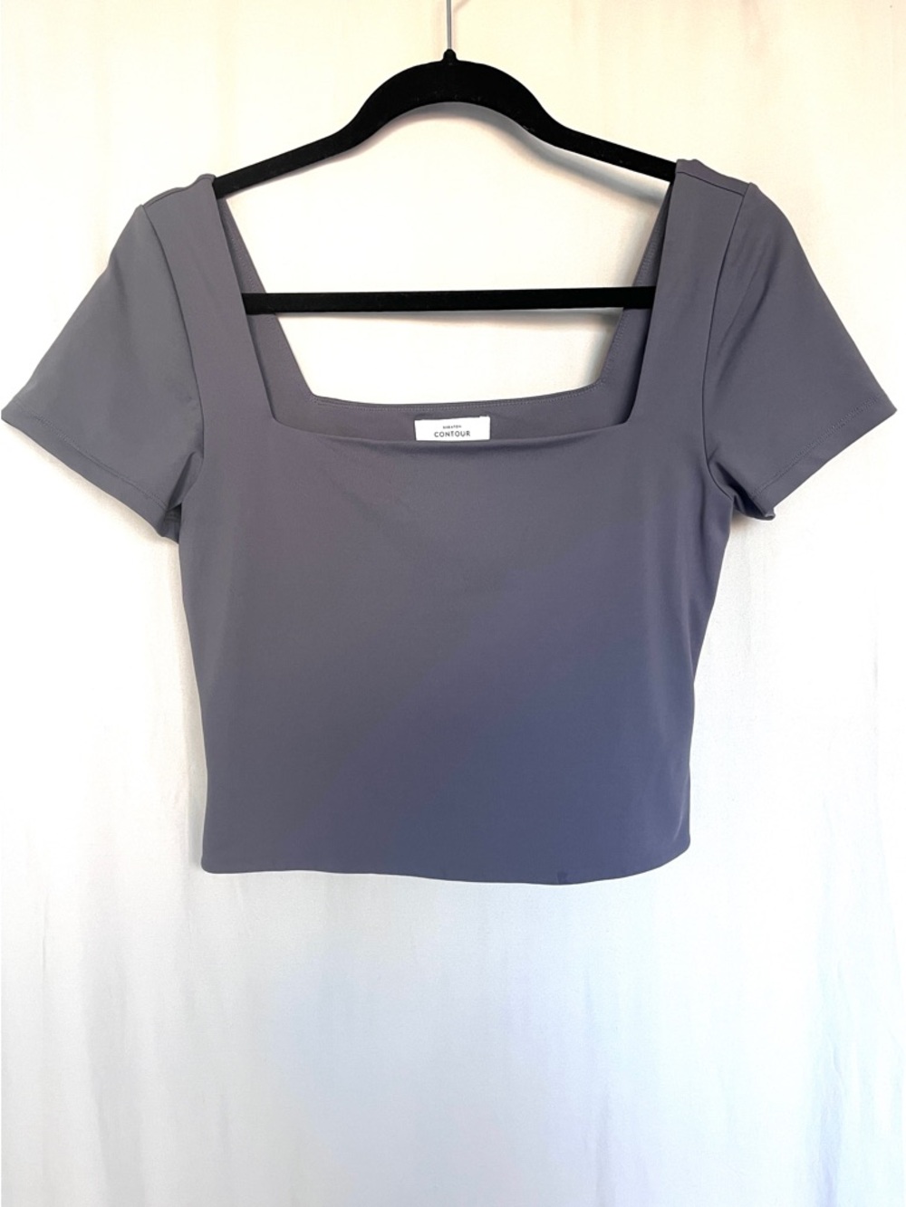 Aritzia Babaton Contour Square Neck Crop Top Crop Slate Blue Grey Size L